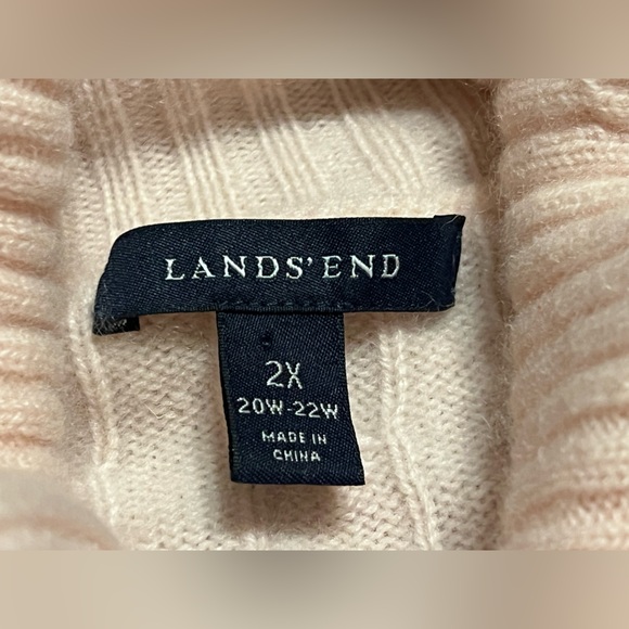 Lands End 100% Cashmere Turtleneck Cable Knit Sweater Womens Plus 2X Luxury Pink - Picture 3 of 11